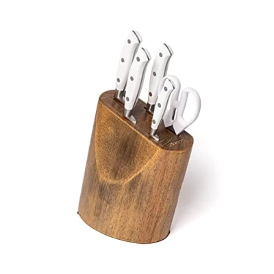 Imagen de Arcos Set Cuchillos Forjados 5 piezas Acero Inoxidable Nitrum. 3500 gr. Mango Ergonómico Polioximetileno POM. Serie Riviera Blanc. Hoja delgada con un Borde Suave característico. Color Blanco.