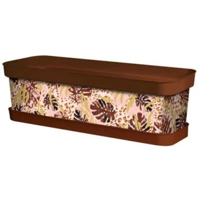 Imagen de AC Jardinera de plástico con Plato, Modelo Animal Print Floral, Tiesto, macetero, Recipiente para Plantas, Fabricada en España (Marrón 60 cm)