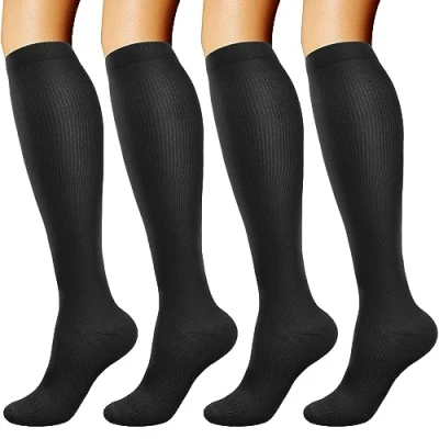 Imagen de DRESHOW 4 Pares Calcetines de Compresión para Mujeres y Hombres Circulatorio Mejor Soporte Atletismo, Running, Ciclismo, Viajar