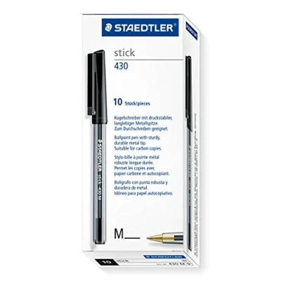 Imagen de Staedtler 430 M Bolígrafos con punta robusta y duradera en metal (10 unidades), color negro