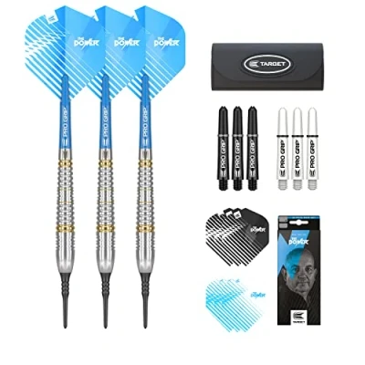 Imagen de TARGET Phil Taylor Juego de Dardos (18 g, Punta Blanda), Color Suave, Unisex, Negro, Blanco y Azul