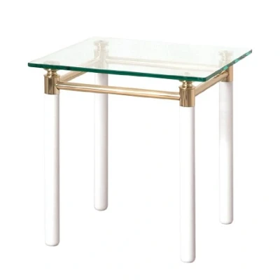 Imagen de HAKU Möbel Mesa auxiliar dorado, blanco, Metal, cristal de seguridad Dim.: AN 42 cm x AL 44 P cm, Estilo: Contemporáneo