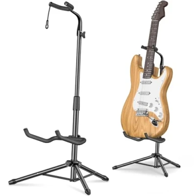 Imagen de New Bee Soporte de Guitarra Suelo Universal Guitar Stand Ajustable en Altura, Plegable，Estable y Robusta para Acústica, Eléctrica, Clásica, Bajo