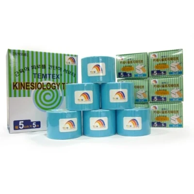Imagen de Temtex Kinesiology Tape 5x5 6 uds, Talla 5 cm x m, Color Azul