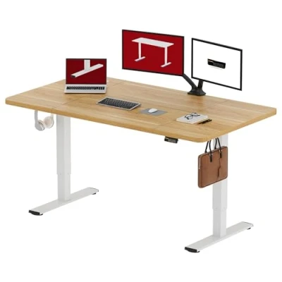 Imagen de SANODESK FQ1 160x60cm Escritorio Elevable Eléctrico con Tablero, Standing Desk, Mesa para Computadora Gancho, Cerradura niños, Función de Memoria Oficina y Hogar Blanco Arce