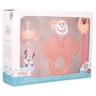 Imagen de Set De Regalo Para Bebé Que Incluye Biberón, Chupete, Sujetachupetes Y Mordedor Minnie Indigo Dreams