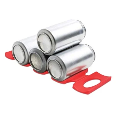 Imagen de kwmobile Estante para Almacenamiento de Botellas en Nevera Apilador latas Silicona Botellero Rojo