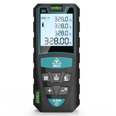 Imagen de Medidor Laser de Distancia 100M,RockSeed Metro IP54 con 2 Niveles Burbuja, Digital Portátil Telémetro Láser Pantalla LCD 4 Líneas(Batería Incluida)
