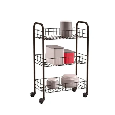Imagen de Metaltex SIENA BLACK Carro Multiuso. Incluye Ruedas. Color Negro. 63x41x23 cm, 3 Cestos
