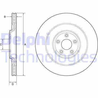 Imagen de DELPHI BG9194C Disco de freno 376 26 5 ventilado revestido sin procesar cojinete rueda, anillo sensor ABS JAGUAR: F Type Coupé