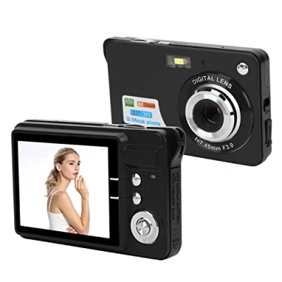 Imagen de Cámara Digital con Zoom de 8X, Pantalla LCD 2.7 Pulgadas Tarjeta Memoria 32GB Micrófono Incorporado Mini compacta 8X para fotografía(Negro)