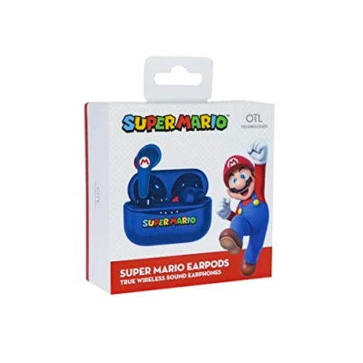 Imagen de OTL Technologies Auriculares inalámbricos Bluetooth V5.3 para Super Mario con Carcasa de Carga Azul