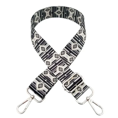 Imagen de Correa para Bolsos de Mujer Bandolera Ajustable, Hombro Reemplazo con Mosquetón Plateado 3.8cm Anchura, Crossbody Accesorios, Raya Negra, P8