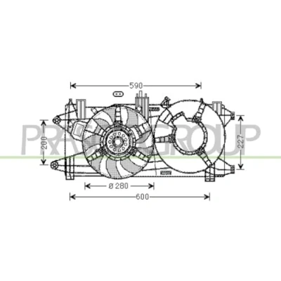 Imagen de PRASCO FT909F006 Ventilador de radiador 280 12 270 con bastidor (armazón) FIAT: Doblo I Familiar