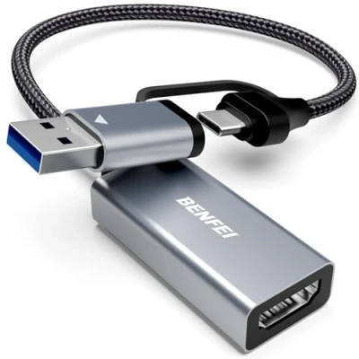 Imagen de BENFEI Capturadora Vídeo 4K 1080P Full HD 60FPS Tarjeta para Streaming, Grabación y Gaming, Compatible con Switch, PS4, PS5, Xbox PC/Windows/macOS.