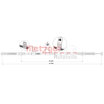 Imagen de METZGER 17.0605 Cable de Freno Mano Atrás derecha 1563/1350