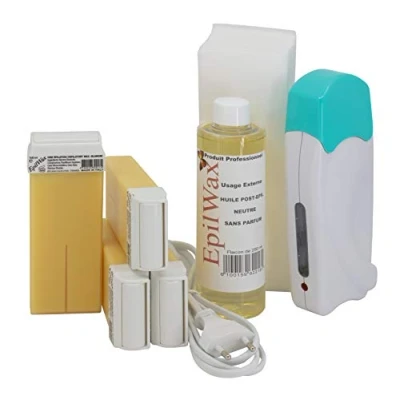 Imagen de Epilwax Kit Depilación Calentador de Cera roll on Tibia : con 12 Vainilla 100 ml, Bandas Depilatorias y una botella 250 ml aceite post Depilacion (Solo 4 Vainilla)