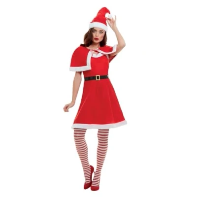 Imagen de Smiffys Disfraz de Mamá Noel, Rojo, con vestido, sombrero y capa