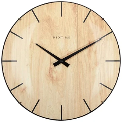 Imagen de NeXtime 3249 Edge Madera Dome Reloj de Pared, Clara, 35 cm