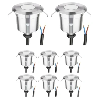 Imagen de ledscom.de 8 LED Lámpara empotrable de suelo AGENA para exteriores, IP65, acero inoxidable, redonda, 60mm Ø, blanco cálido