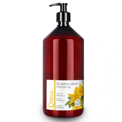 Imagen de Hiperico Aceite de Hierba San Juan Puro Masaje Antiinflamatorio Hidratante para Piel Seca y Áspera Cuidado Facial Acné Cicatrices Macerado en Oliva Virgen 1000 ml