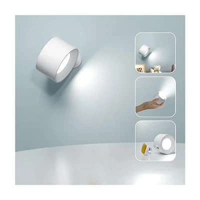 Imagen de Feallive Lámpara de pared LED, Apliques Interior 1 Pcs puerto carga USB, Control táctil 3 niveles brillo temperatura colores Focos libremente giratorio luces (Blanco)