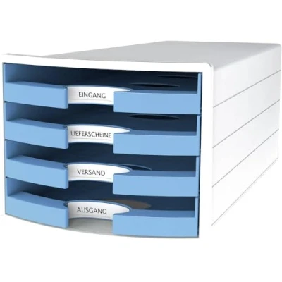 Imagen de Han cajones caja Impuls, DIN A4/C4, 4 abiertos, Color blanco/Trend Colour Azul Claro