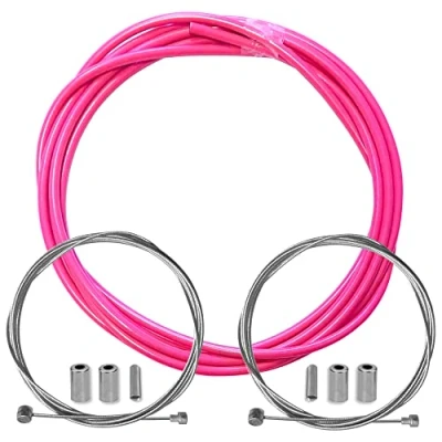 Imagen de cyclingcolors Funda de freno para bicicleta con cable delantero trasero compatible Shimano Sram carretera MTB, Rosa Fluo