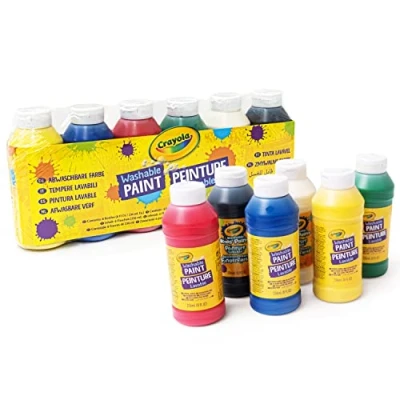 Imagen de Crayola, Témperas Lavables, Caja con 6 Botes de 236 ml, para la Escuela y el Tiempo Libre, 54 2508