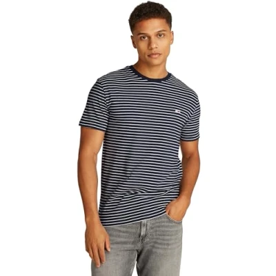 Imagen de Tommy Jeans Stripe TEE Camiseta estampada, Hombre, Talla: 44, Dark night navy/ecru