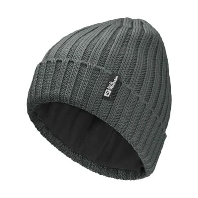 Imagen de Jack Wolfskin Rib Knit Beanie Gorro, Pizarra/Verde, Talla única Unisex Adulto