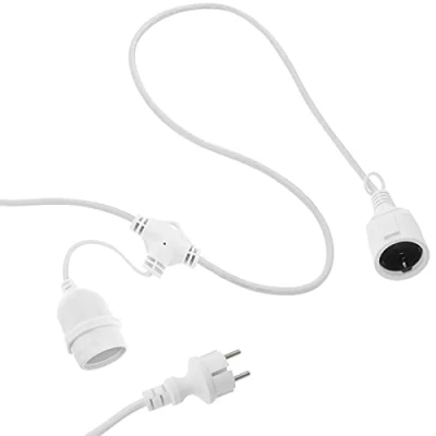 Imagen de PrimeMatik Guirnalda de 5 bombillas luces con casquillo E27 exterior IP44 cable eléctrico 5m extensible blanco