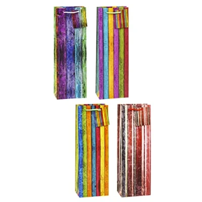 Imagen de TSI 84281 Bolsas de regalo para botella (12 unidades, modelos surtidos), diseño rayas
