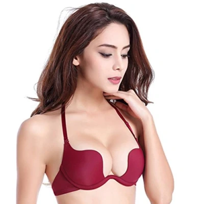 Imagen de ZUKULIFE Sujetador Push up Multiuso para Mujer con Tirantes Multiposición, Rojo, 95B, Label: 80B