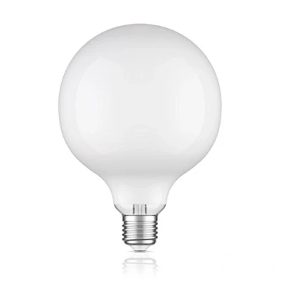 Imagen de ledscom.de bombilla LED E27, G125, blanco cálido (2700 K), 4 W, 550 lm, vidrio esmerilado extra mate, filamento, bombilla, vidrio, LED, casquillo de bajo consumo,