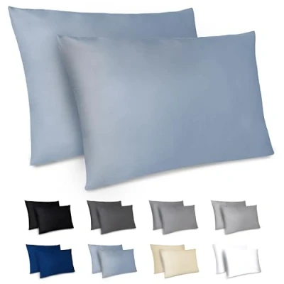 Imagen de Dreamzie Funda Almohada 50x70cm Lote de 2 Microfibra con Cremallera Certficadas Oeko Tex Suave y Cepillada Azul