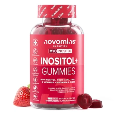 Imagen de Myo Inositol y D Chiro 40:1 Ovarios Poliquísticos Equilibrio Hormonal Suplemento para SOP con Folato, Zinc, Vitamina B12, B6 Cromo Vegano Sin Gluten 60 PCOS Gominolas Novomins