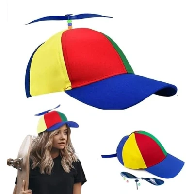 Imagen de LYTIVAGEN Sombrero de Hélice Gorra con Hélices Multicolor Helicóptero para Fiestas, Juegos Payasos y Regalos (57 61cm)