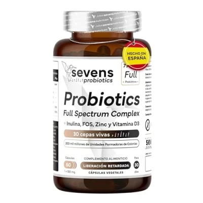 Imagen de Probióticos y Prebióticos Intestinales Premium 30 Cepas con Inulina FOS 200 Mil Millones por dosis Lactobacillus rhamnosus, reuteri, gasseri, plantarum Flora Intestinal, Digestión, Defensas