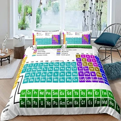 Imagen de Funda Nordica Cama 90 Tabla Periodica de los Elementos Juego Edredon 150x220 cm con 1 Almohada 50x75 cm, Ropa 100% Microfibra, Suave y Transpirable