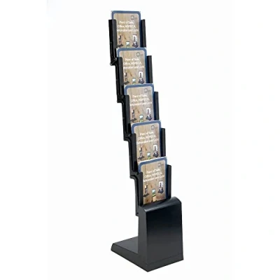 Imagen de DISPLAY SALES soporte para folletos en negro expositor con 12 compartimentos publicidad pie DIN A6 formato horizontal/ vertical hojas, expositores de