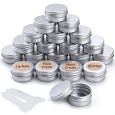 Imagen de 20 Piezas Tarros de aluminio vacío recipiente cosmética para crema loción máscaras mini velas cosméticos arte uñas (20 ml)