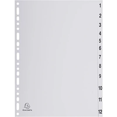 Imagen de Intercalaires imprimes polypropylene 13x100e 12 positions de 1 a a4