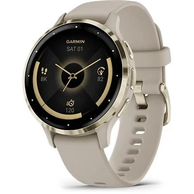 Imagen de Garmin Venu 3S, Smartwatch Premium con GPS, AMOLED, Funciones avanzadas de Salud y Forma física, más 30 Aplicaciones Deportivas, 10 días autonomía, Beige Gold