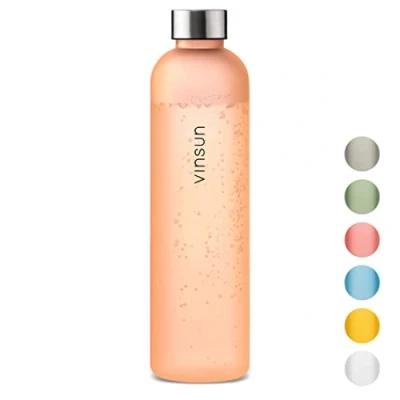 Imagen de VINSUN Botella Agua 1 Litro sin BPA, Tritan, Reutilizable, Antigoteo Cantimplora Deporte para Gimnasio, Colegio, Bicicleta, Oficina, Senderismo