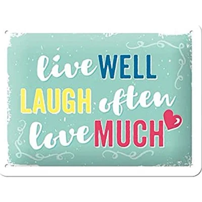 Imagen de Nostalgic Art Cartel de Chapa Retro Live Laugh Love Idea Regalo para los Fans la Nostalgia, metálico, Diseño Vintage Decorativo, 15 x 20 cm