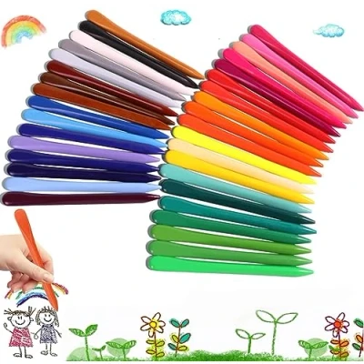 Imagen de Crayones para Niños Pequeños,36 Ceras de Colores Lavables,Dedos Crayones,Ceras triangulares, super resistentes, no manchan, Adecuados la Práctica del Dibujo Los Niños.
