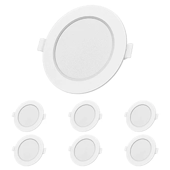 Imagen de Aigostar Downlight LED Empotrable Redondo 6W equivalente 48W,3000K Luz blanca cálida,Blanco,Foco LED,Ojos de buey LED,Ф95 100mm,6 pack