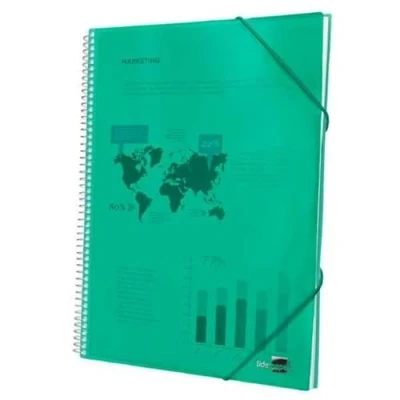 Imagen de Carpeta liderpapel escaparate con espiral 30 fundas polipropileno din a4 verde