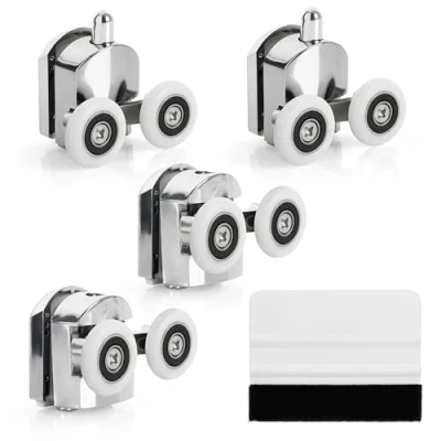 Imagen de Belle Vous Ruedas Mampara Ducha 4x para Mamparas de 23 mm Set Recambio Correderas Rodamientos Dobles